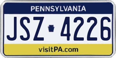 PA license plate JSZ4226