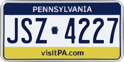 PA license plate JSZ4227