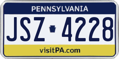 PA license plate JSZ4228