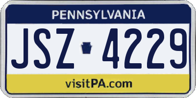 PA license plate JSZ4229