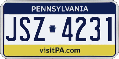 PA license plate JSZ4231