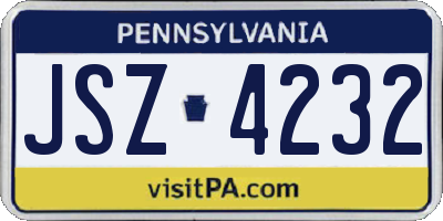 PA license plate JSZ4232