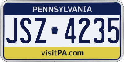 PA license plate JSZ4235