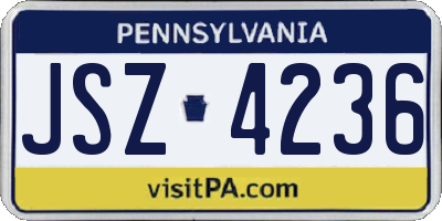 PA license plate JSZ4236