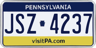 PA license plate JSZ4237