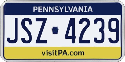 PA license plate JSZ4239