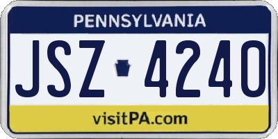 PA license plate JSZ4240