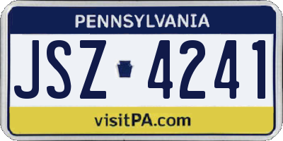 PA license plate JSZ4241