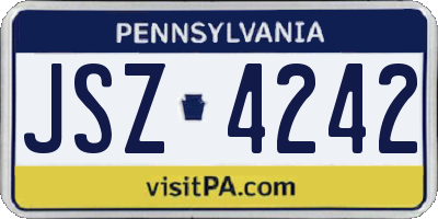 PA license plate JSZ4242