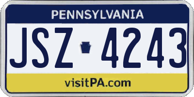 PA license plate JSZ4243