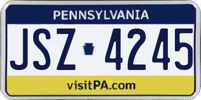 PA license plate JSZ4245