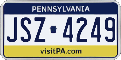 PA license plate JSZ4249