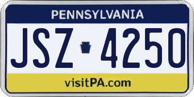 PA license plate JSZ4250