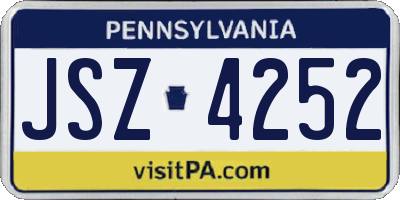 PA license plate JSZ4252