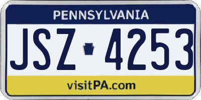PA license plate JSZ4253