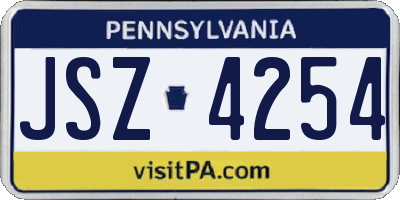 PA license plate JSZ4254