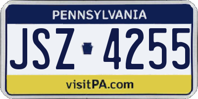 PA license plate JSZ4255