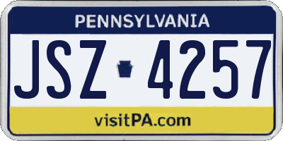 PA license plate JSZ4257