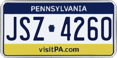 PA license plate JSZ4260
