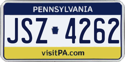 PA license plate JSZ4262
