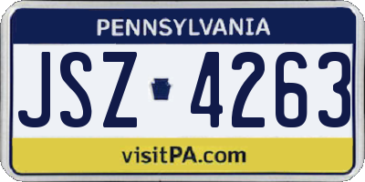 PA license plate JSZ4263