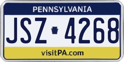 PA license plate JSZ4268