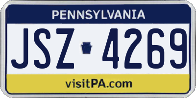 PA license plate JSZ4269