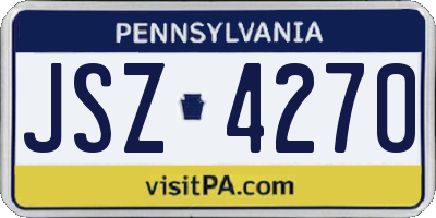 PA license plate JSZ4270