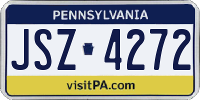 PA license plate JSZ4272