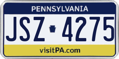 PA license plate JSZ4275