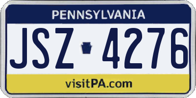 PA license plate JSZ4276