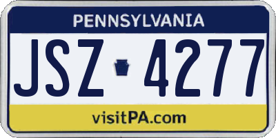 PA license plate JSZ4277