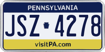 PA license plate JSZ4278