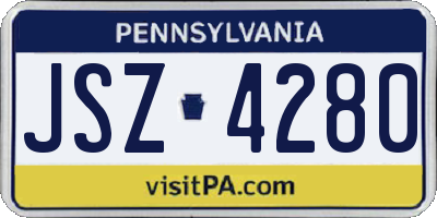 PA license plate JSZ4280