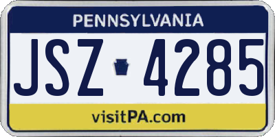 PA license plate JSZ4285