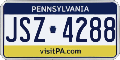 PA license plate JSZ4288