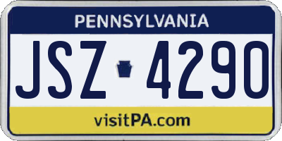 PA license plate JSZ4290