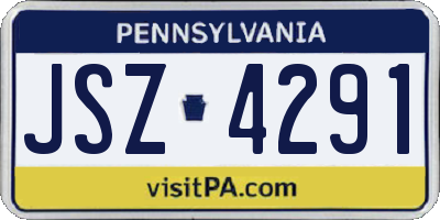 PA license plate JSZ4291