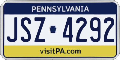 PA license plate JSZ4292