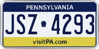 PA license plate JSZ4293
