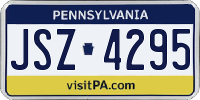 PA license plate JSZ4295