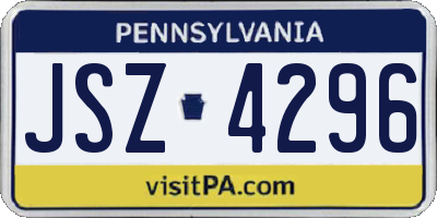 PA license plate JSZ4296
