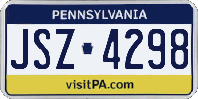 PA license plate JSZ4298