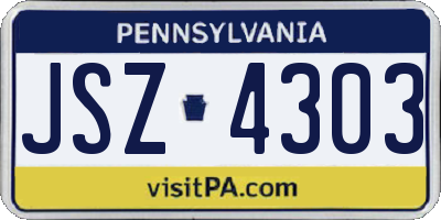 PA license plate JSZ4303