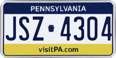 PA license plate JSZ4304