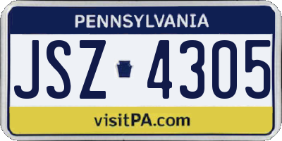 PA license plate JSZ4305