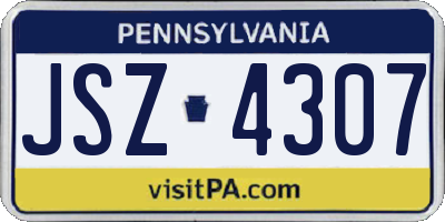 PA license plate JSZ4307