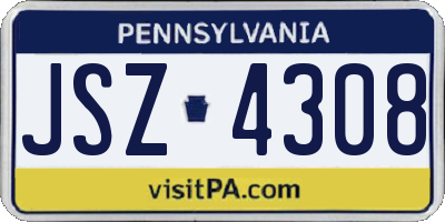 PA license plate JSZ4308
