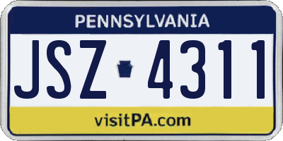PA license plate JSZ4311