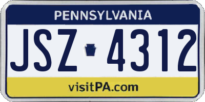 PA license plate JSZ4312